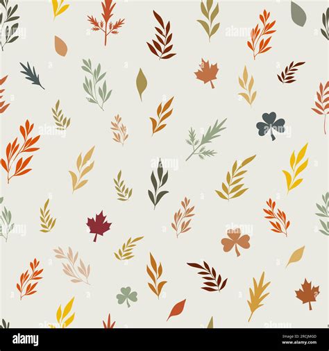 Different Leaves And Branches Seamless Pattern Fall Background