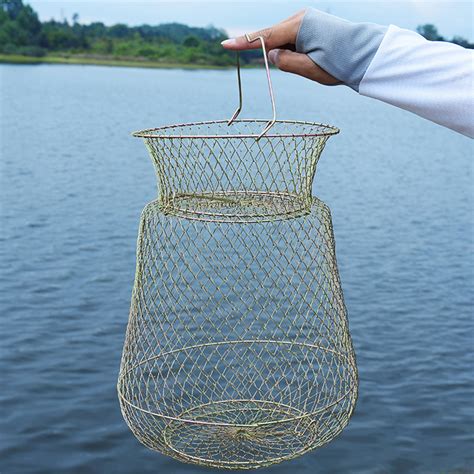 30cm Length Foldable Steel Wire Fishing Pot Trap Net Crab Shrimp Cage
