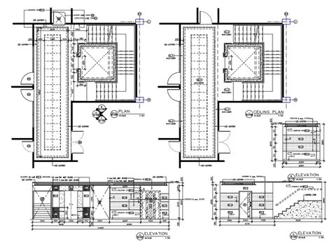 Staircase Plan With Elevation Design Dwg File Cadbull