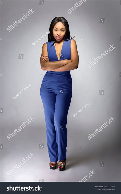 African American Fashion Model Posing Royal Stock Photo 1492213988