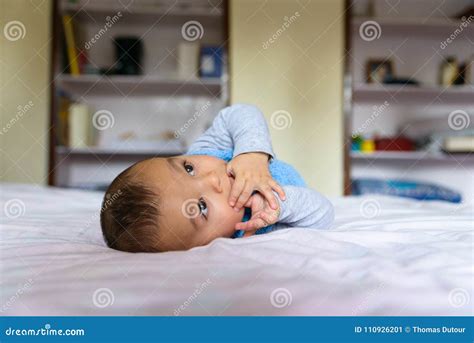Eurasian Baby On Bed Stock Image Image Of Life Adorable 110926201