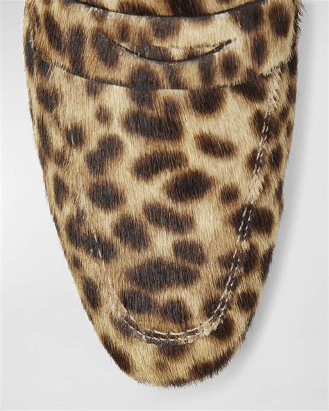 Stuart Weitzman Jet Leopard Fur Penny Loafers Neiman Marcus