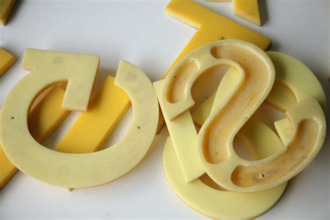 Vintage Plastic Yellow Shop Letters | Cream and Chrome