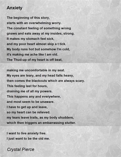 Anxiety Anxiety Poem By Crystal Pierce