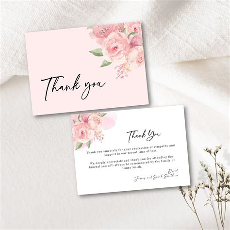 Editable Funeral Thank You Card Template In Loving Memory Of Etsy