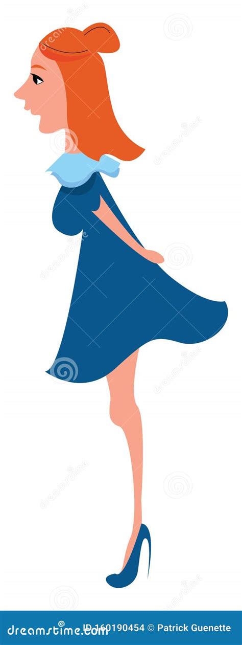 Girl In Blue Dress Illustration Vector Stock Vector Illustration Of