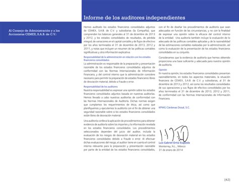 Informe De Los Auditores Independientes Pdf 590 Kb