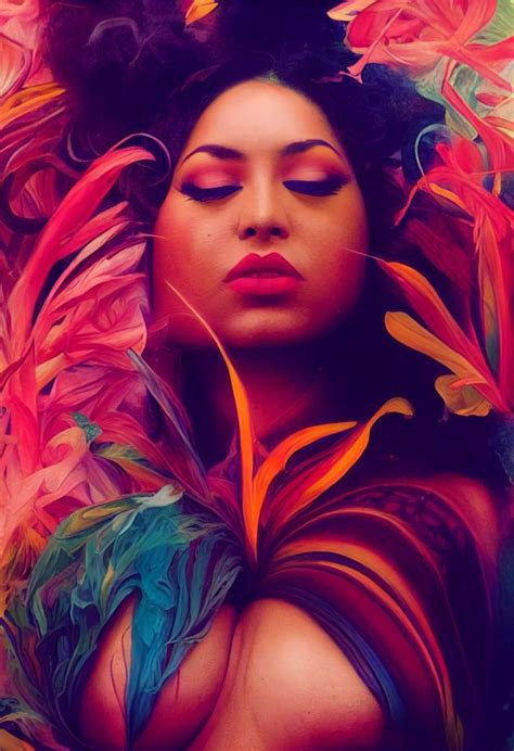 Chicana Plus Size Expanding Her Mind Psychedelic Midjourney Openart