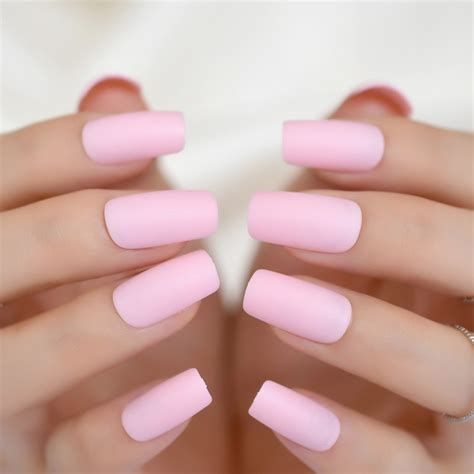 24pcs Light Pink Matte Pre Designed Nail Simple Design Long Flat Candy