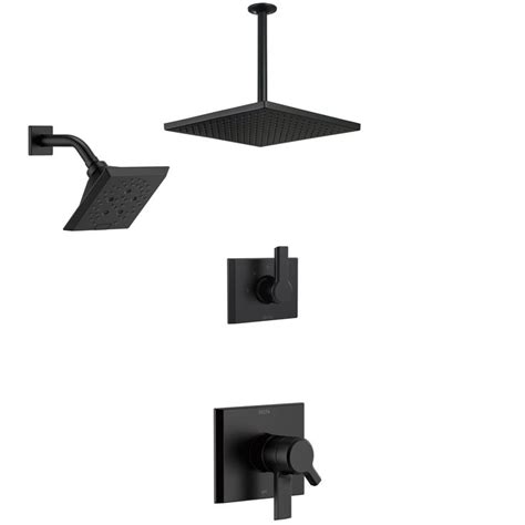 Delta Pivotal Matte Black Finish Modern Angular Shower System With