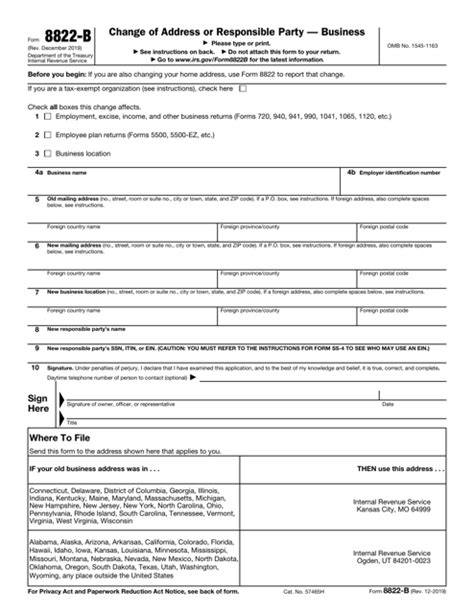 Irs Form 8822 B Download Fillable Pdf Or Fill Online Change Of Address