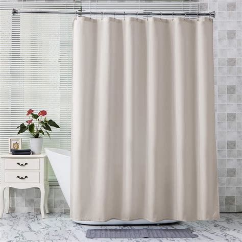 Amazer Extra Long Fabric Shower Curtain Liner Khaki Polyester Fabric Shower Curtain