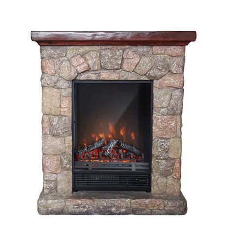 Luxen Home Whif632 Poly Stone Cottage Free Standing Electric Fireplace