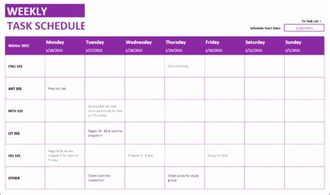 12 Weekly Schedule Excel Template Excel Templates