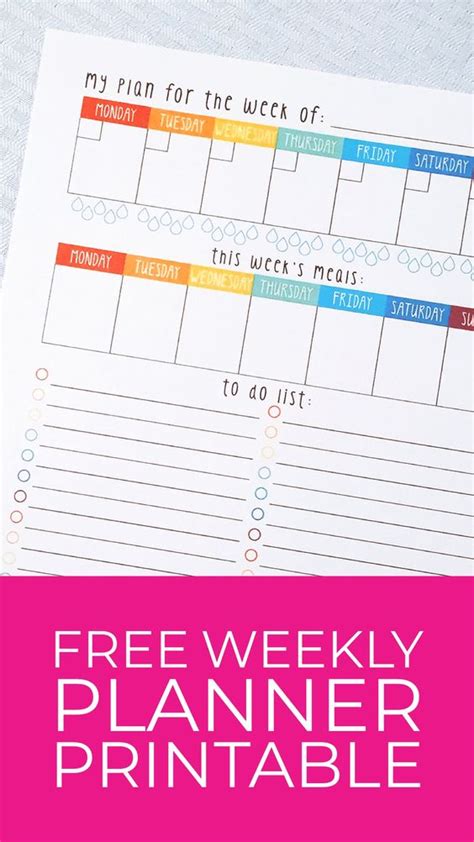 Free Printable Weekly Planner Colorful Rainbow Edition Wellella A