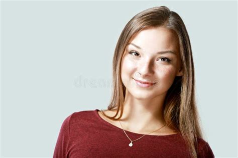 Smiling Young Woman Pointing Stock Image Image Of Positive Beautiful