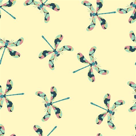 patrón con libélulas la libélula está volando ilustración para textil