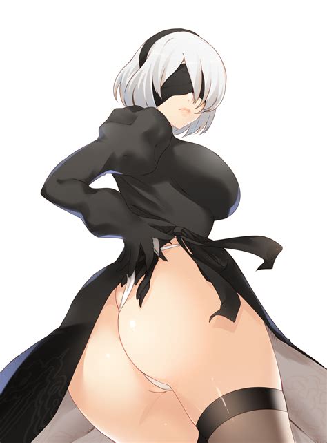 rule 34 ass breasts dat ass nier nier automata panty pull stockings thong white hair yorha 2b