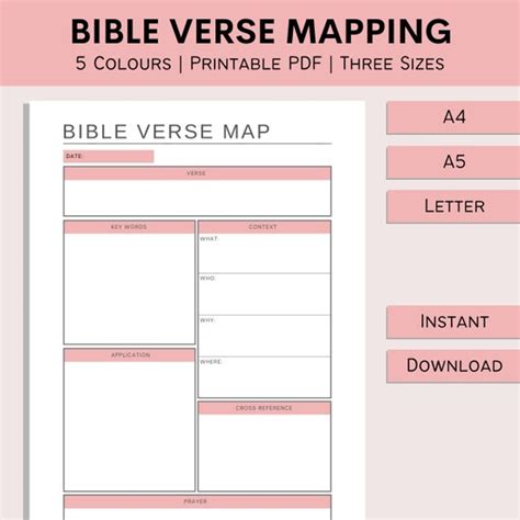 Bible Verse Mapping Bible Study Notes Faith Worksheet Etsy Australia