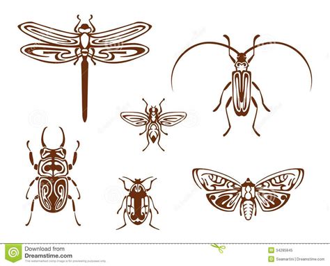 Insects In Tribal Ornamental Style Royalty Free Stock