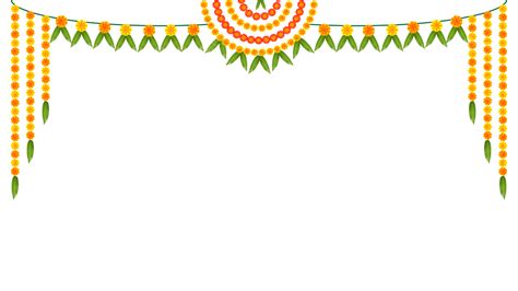 Decorative Marigold Garland For Indian Festival Isolated On Transparent