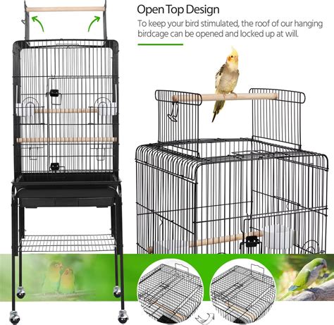 Yaheetech Open Top Rolling Parrot Bird Cage For Cockatiel Sun Parakeet