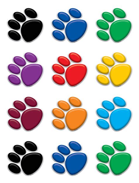 Colorful Paw Prints Mini Accents Tcr5116 Teacher Created Resources