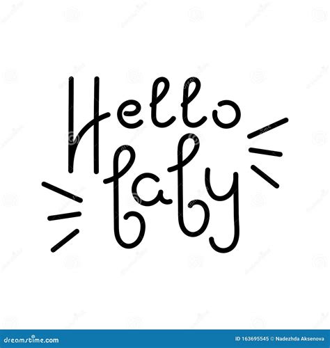 Hello Baby Text Vector Lettering Phrase On White Background Free Hand