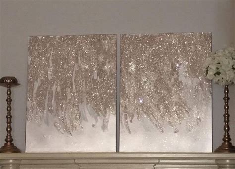 Set Of 2 Abstract Glitter Paintings Glitter Wall Art Apartment Wall