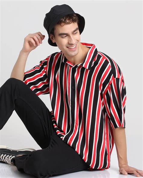 Buy Retro Red Stripe Shirt For Men Multicolor Online At Bewakoof