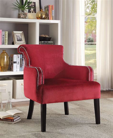 Match your unique style to your budget with a brand new nailhead trim loveseats to transform the look of your room. Lowest price on Coaster Red Accent Chair With Silver ...