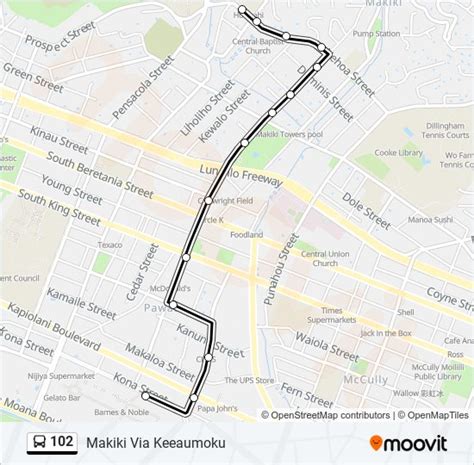 102 Route Schedules Stops And Maps Makiki Via Keeaumoku Updated