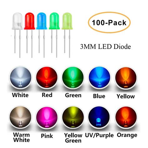 100 Sztuk Partia 3mm Diody LED Assorted Kit Bia Y Zielony Czerwony