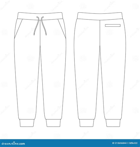 Template Jogger Sweatpants Jetted Pocket Vector Illustration Flat