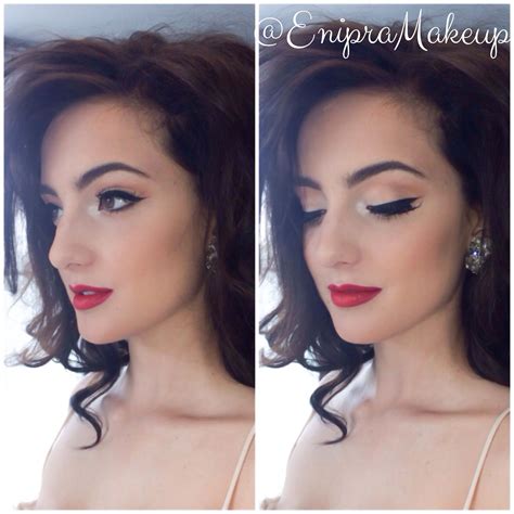 Old Hollywood Glamour Makeup With Red Lips And A Classic Cat Eye Wedding Makeup Vintage