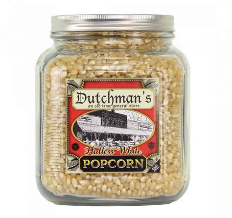White Popcorn Kernels Virtually Hulless In Half Gallon Decorative Jar