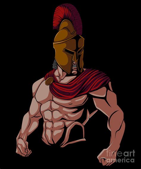 Spartan Warrior Shows Muscles Spartan Fitness Digital Art By Mister