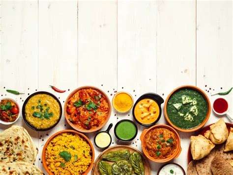 Indian Food And Indian Cuisine Dishes Copy Space Stock Image