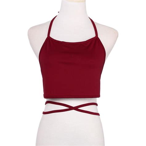 buy feitong crop tops women 2018 summer halter neck red sleeveless top women
