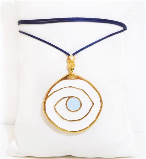 Greek Evil Eye Necklace Big Evil Eye Charm Greek Jewelry Etsy Evil