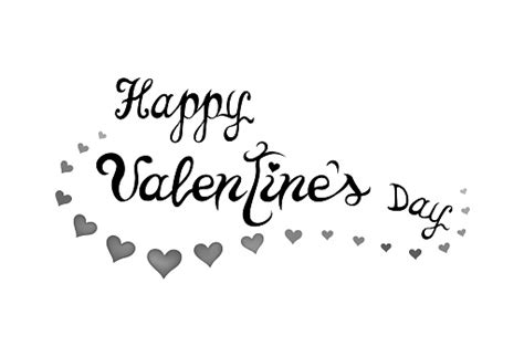 Happy Valentines Day Text In Hand Drawn Style And Hearts On White