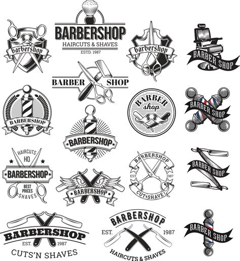 Barbershop Logo Set Free Vector Cdr Download Barber Shop