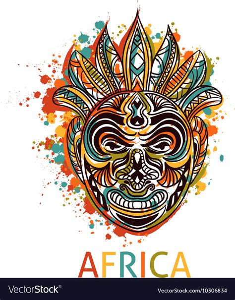 African Tribal Mask With Geometric Ornament Vector Image
