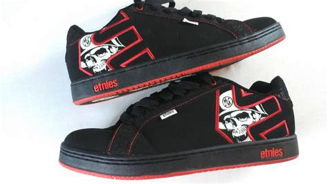 Metal Mulisha Shoes Etnies Mens 115 Fader Smu Black Red Skulls Skater