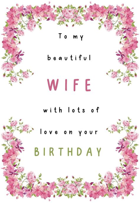 Birthday Cards Wife Printable Customize And Print