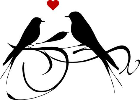 Two Love Birds Silhouette Clip Art