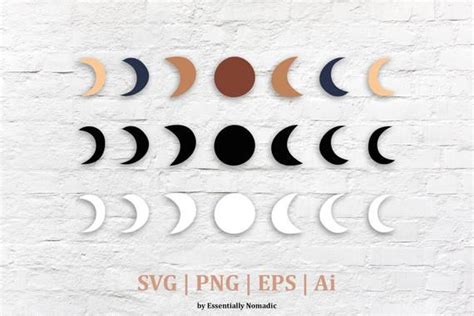 Moon Phases Clipart Svg Png Filecelestial Moon Design Digital Etsy In