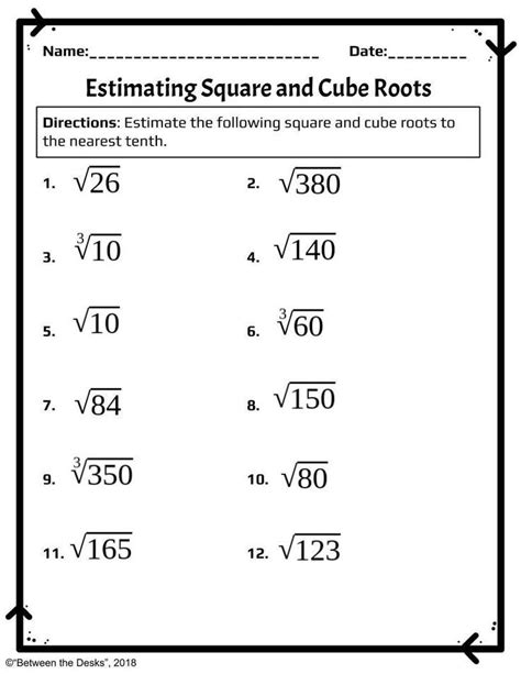 Square Roots And Real Numbers Worksheet Answers
