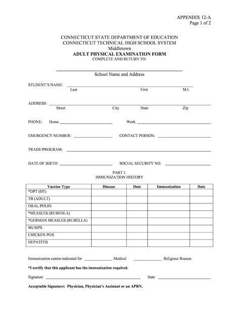 Pre Employment Physical Forms Printable Printable Form Templates And