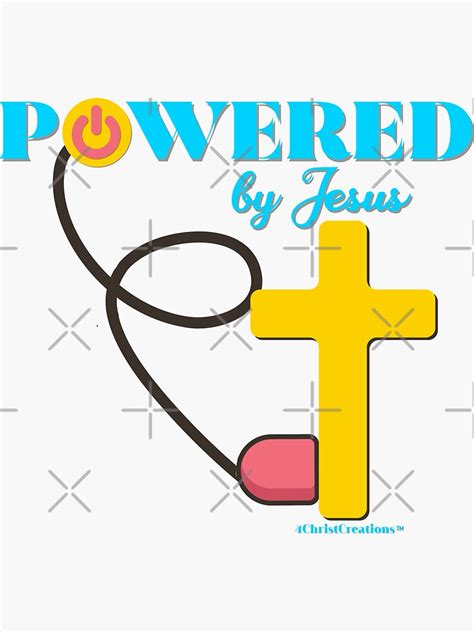 Powered By Jesus Energy Cross Sticker For Sale By 4christcreation